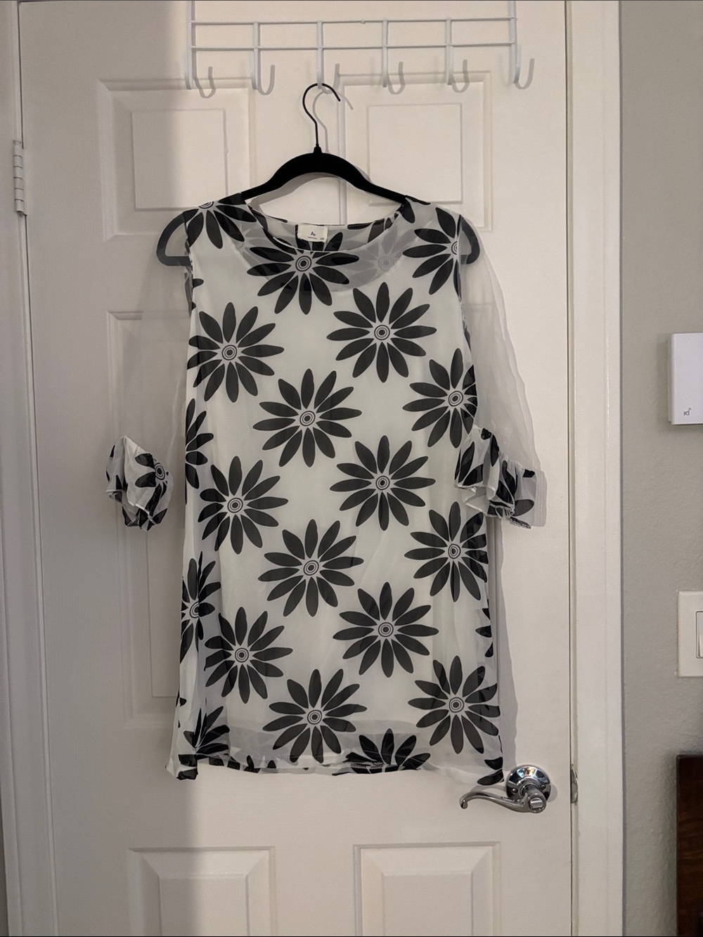 Aa Black & White Floral Sheer Blouse